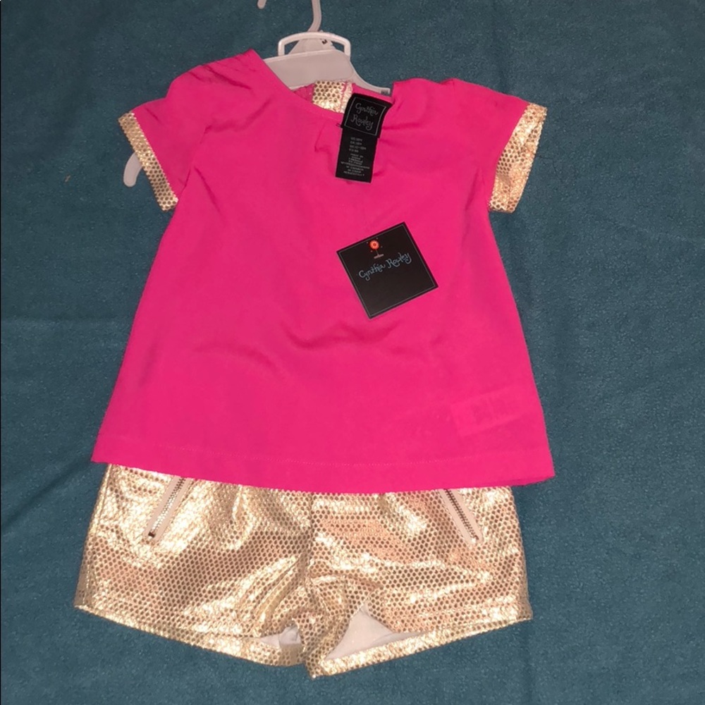 Cynthia Rowley pink gold shirt shorts 18 months